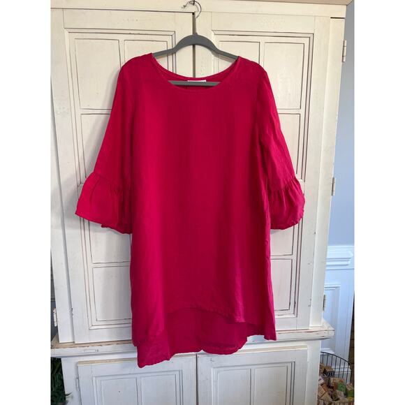 Bryn Walker size small dark pink linen dress tunic bell sleeves - Picture 1 of 5